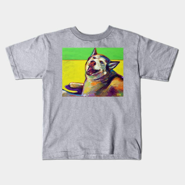 Kitty, the SIBERIAN HUSKY Kids T-Shirt by RobertPhelpsArt